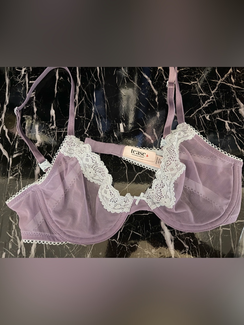 Victorias secret purple blue tease mesh lace bra 32B
